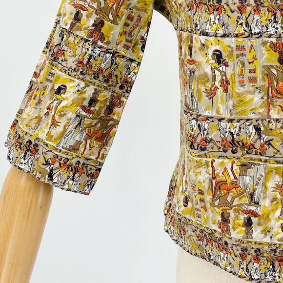 50s Sunny South Fashions Ancient Egyptian Print Light Weight Cropped Blazer - Picture 7 of 8